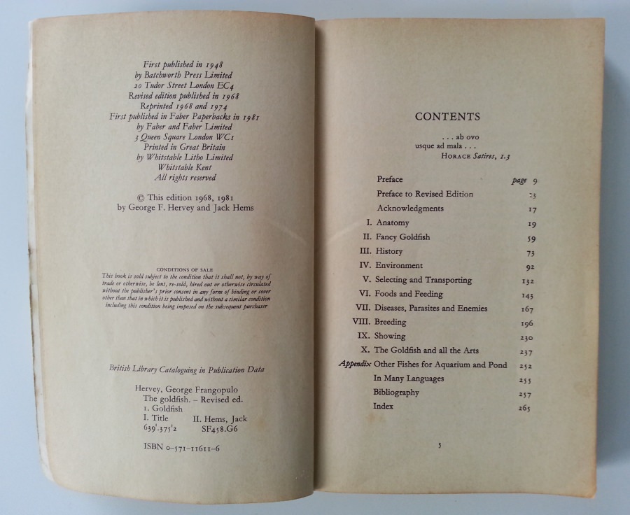 The Goldfish by George F Hervey and Jack Hems contents page. The Goldfish by George F Hervey and Jack Hems contents page.